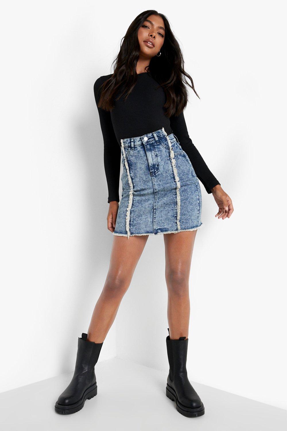 Denim mini outlet skirt in winter